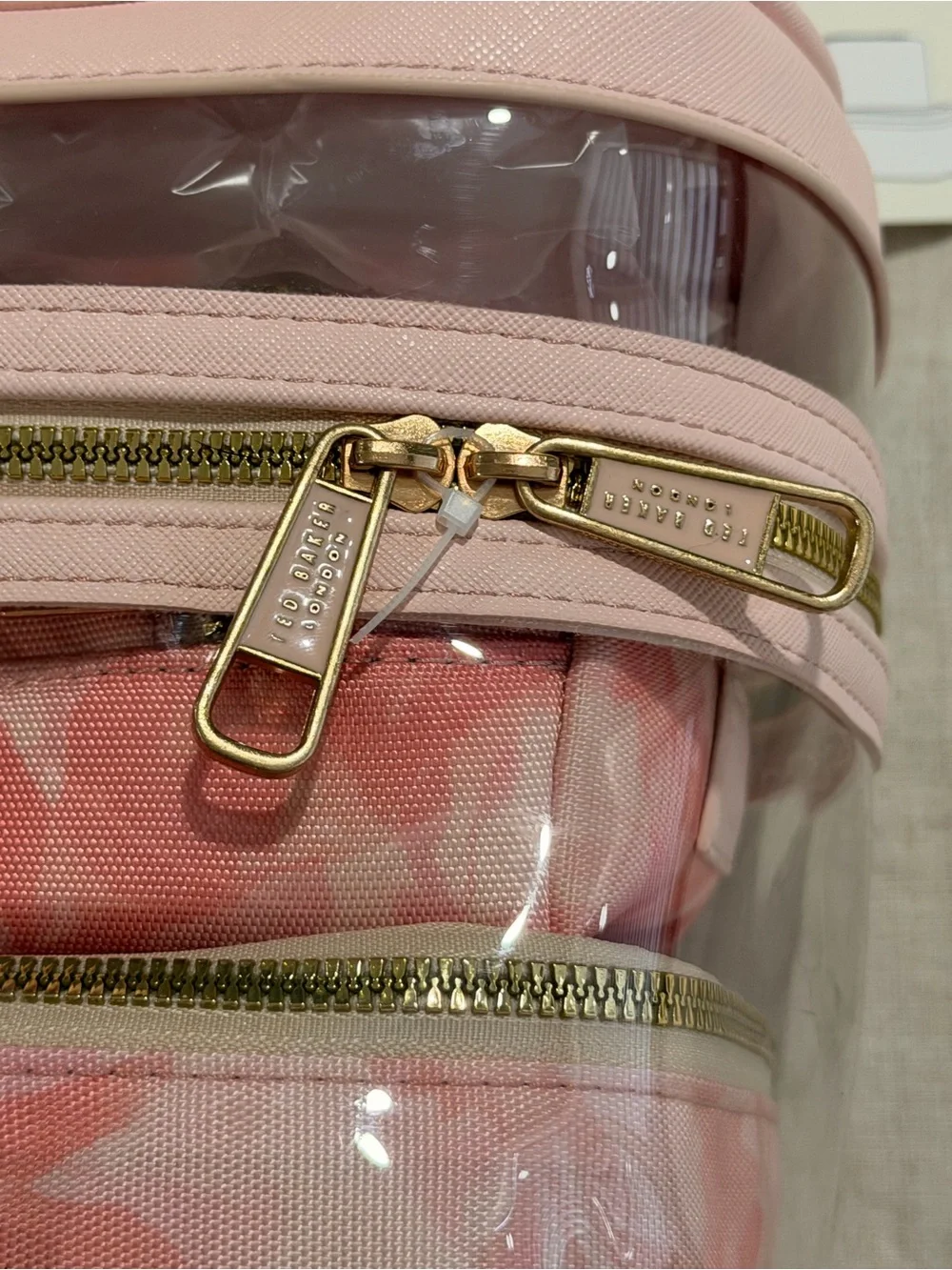 Ted Baker rose Pink Clear Travel Cosmetic Bag Set